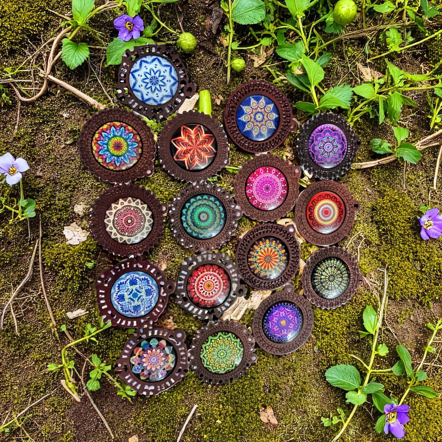 Wooden Mandala Pendants